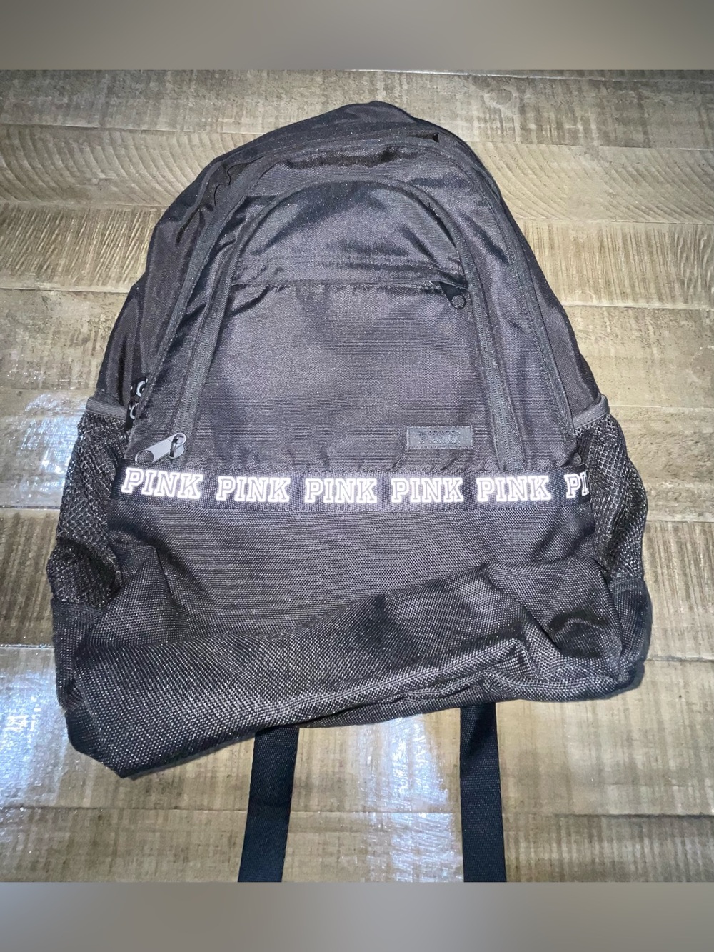 PINK Victoria's Secret Black Logo Strap Backpack